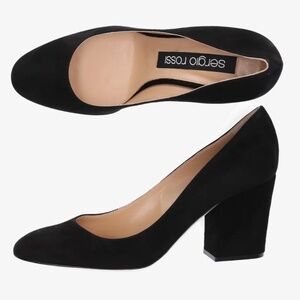 Sergio Rossi Virginia Suede Block Heels Pumps Size 4/35